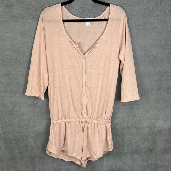 Eberjey Pajamas Womens Medium Pink Romper One Piece Teddy Loungewear Comfort PJs - Picture 1 of 11